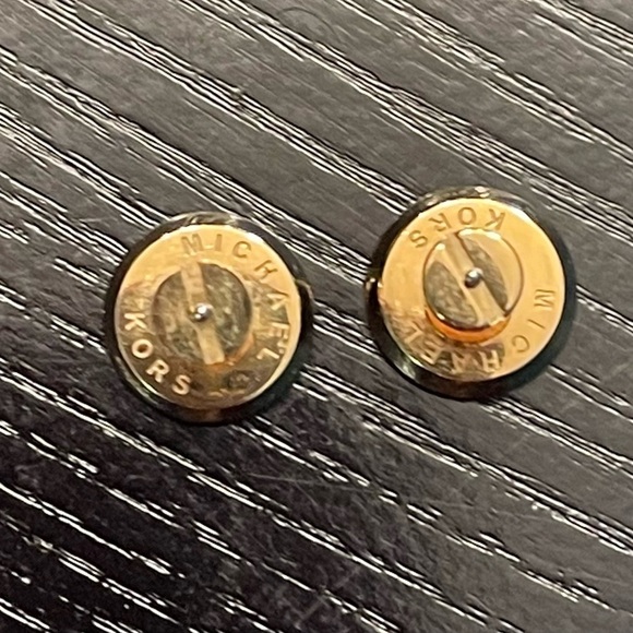 Michael Kors Gold Plated Logo Button Earrings - Picture 6 of 6